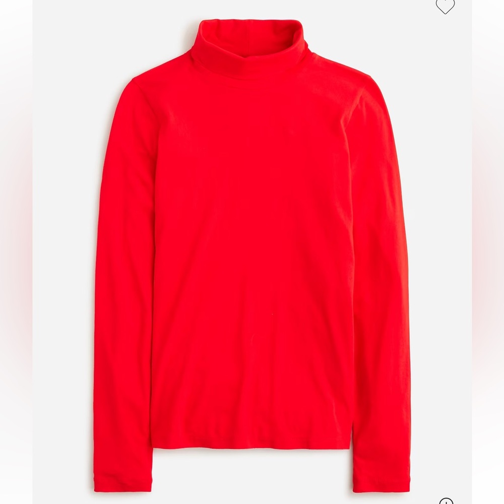 NWT J. Crew Tissue turtleneck in Orange-Red Color Cotton Size Large
